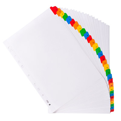 Intercalare bianco 31 tacche multicolori numerate
