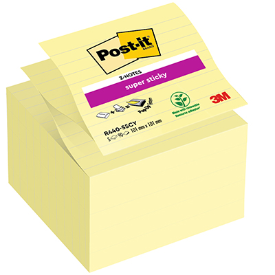 POST-IT RICAMBIO Z-NOTES SUPER STICKY XL 101X101 GIALLO CANARY A RIGHE