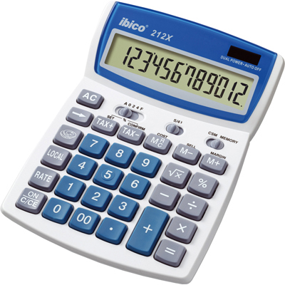Calcolatrice da tavolo Ibico 212x 12 cifre solare e batterie