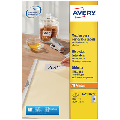 Etichette adesive stampabili Avery fsc 25,4x10 fg.25 removibili