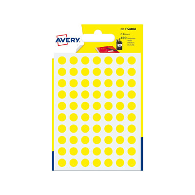 Etichette rotonde adesive in blister col.giallo diam 8 mm fg.6