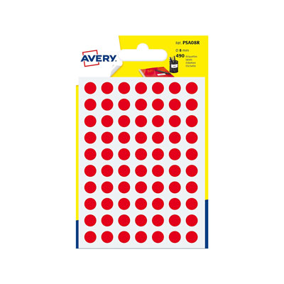 Etichette rotonde adesive in blister col.rosso diam 8 mm fg.6