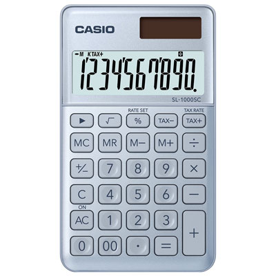 Calcolatrice tascabile Casio sl-1000sc azzurro pastello