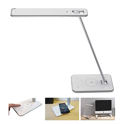 Lampada led da scrivania jazz grigio e bianco con caricatore wireless