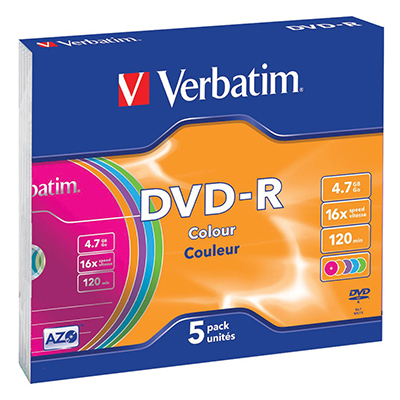 DVD-R 16X VERBATIM 4.7 GB COLOUR
