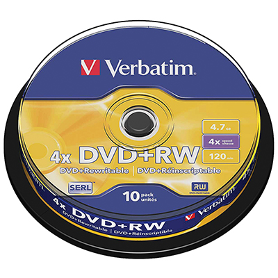 Dvd+rw 4x Verbatim 4,7 gb campana pz.10
