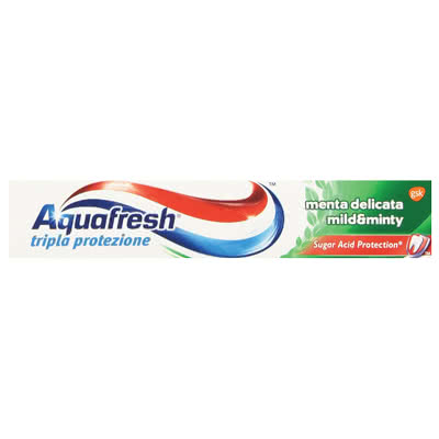 Aquafresh dentifrifricio tripla protezione ml.75 menta delicata pz.2