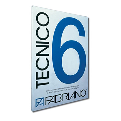 BLOCCO FABRIANO TECNICO 6 COLLATO A4 GR.240 FG.20 LISCIO