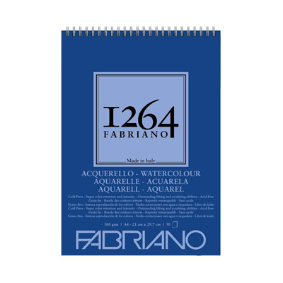 Blocco Fabriano 1264 acquerello A4 gr.300 fg.30 spirale lato corto