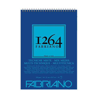 Blocco Fabriano 1264 tecniche miste A4 gr.300 fg.30 spirale lato corto