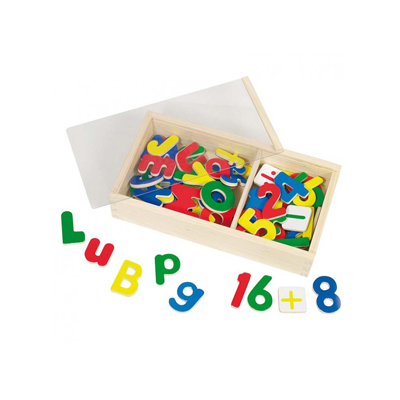 Lettere e numeri magnetici in legno mono colore