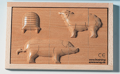 Puzzle in legno rilievo pecora maiale
